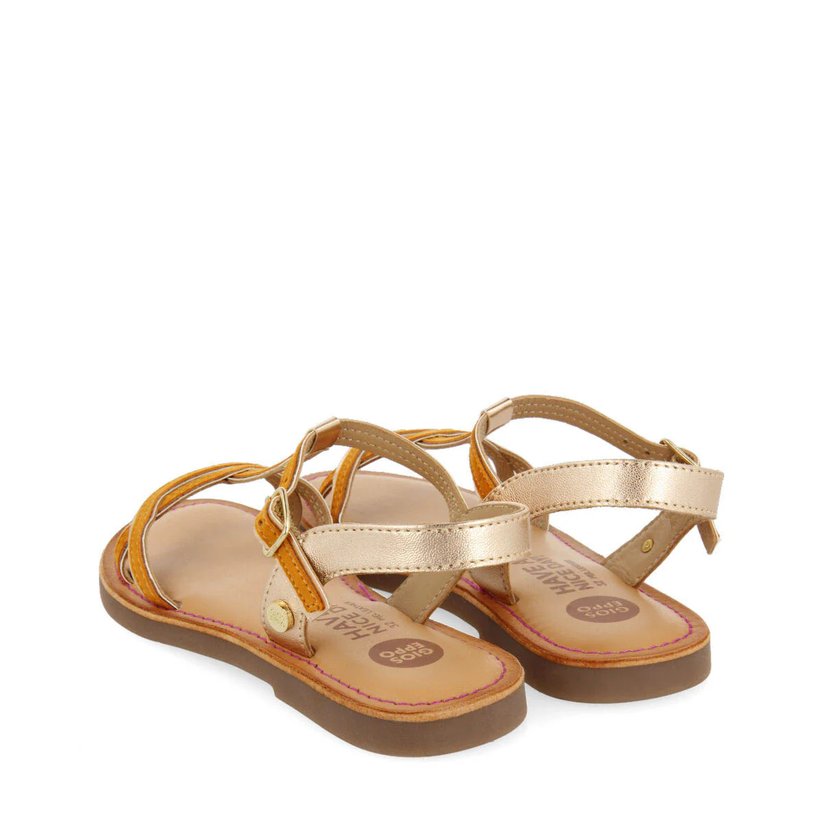 Cleurie girls orange sandals with metalliciping - Image 4