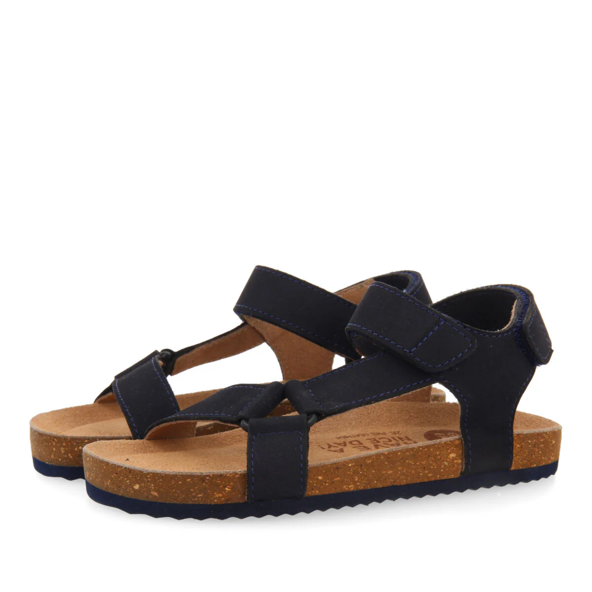 Coamo boys navy blue leather sandals with anatomical inner soles - Image 2