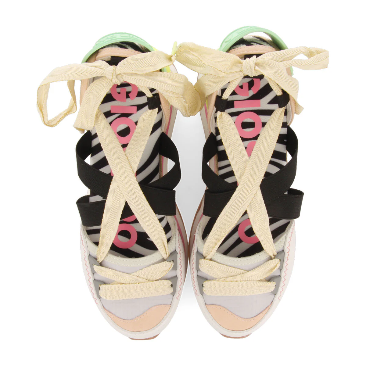 Coron women's white and beige espadrille sneakers with wedges - Image 4