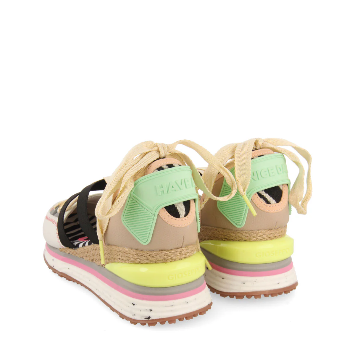 Coron women's white and beige espadrille sneakers with wedges - Image 5