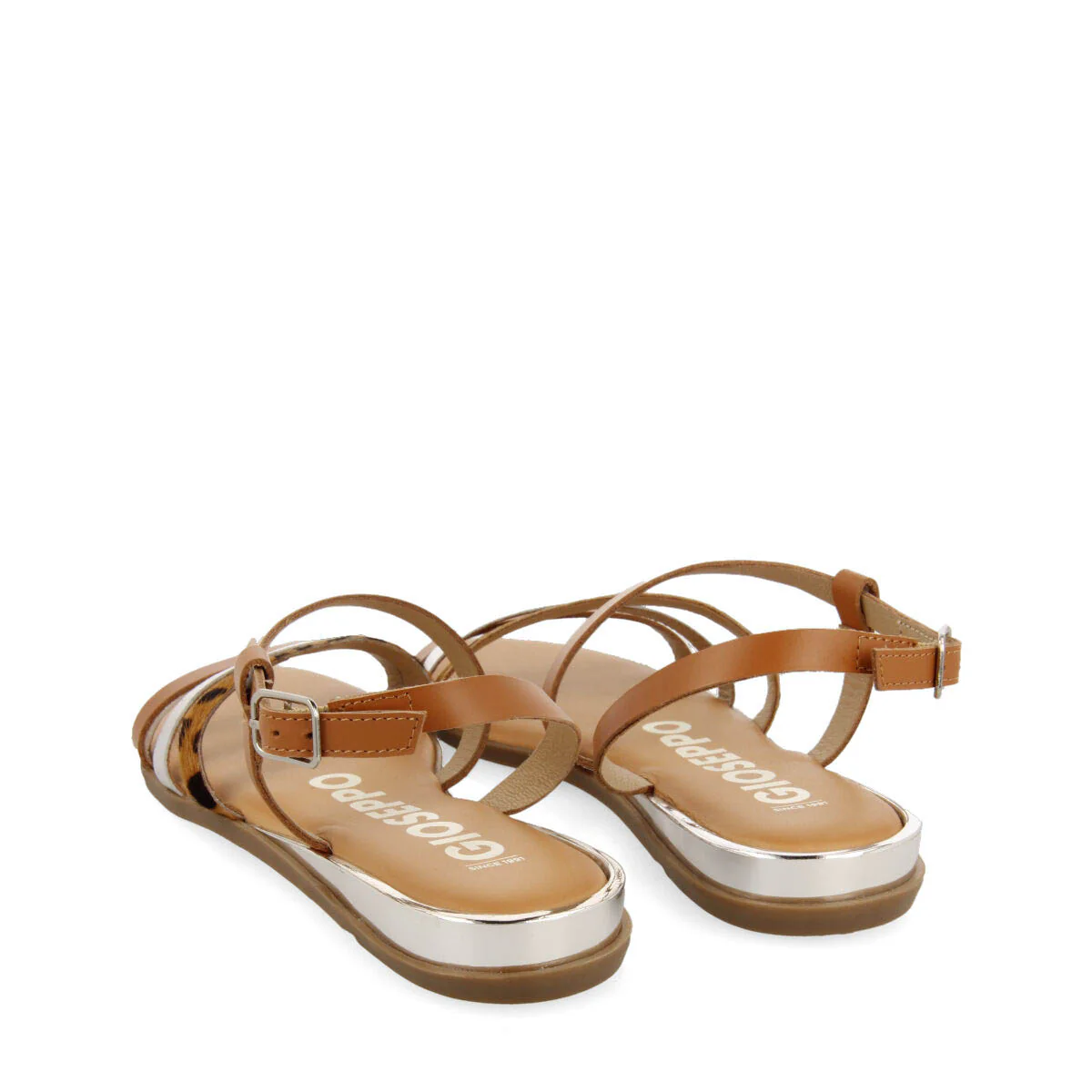 Corumba women's sandals with brown, silver and animal-print straps - Image 4