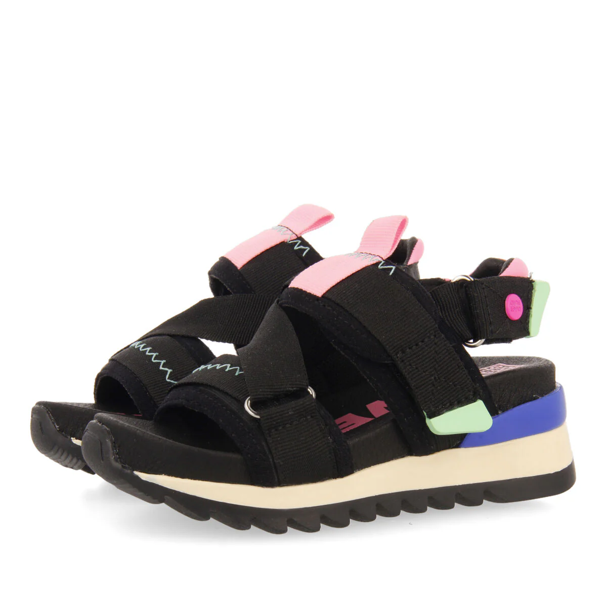 Cosala girls adjustable black mesh sports sandals - Image 2
