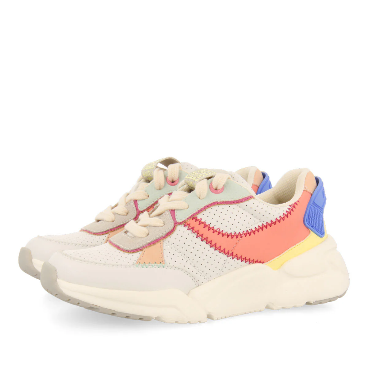 Courgent girls white sneakers with multicoloured details - Image 2