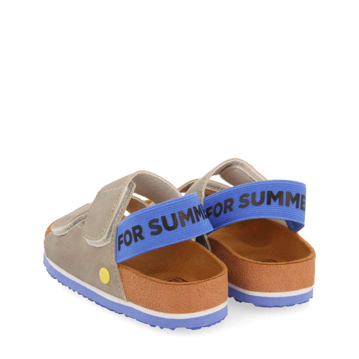 Courgis boys grey footbed sandals with blue details and text - Image 4