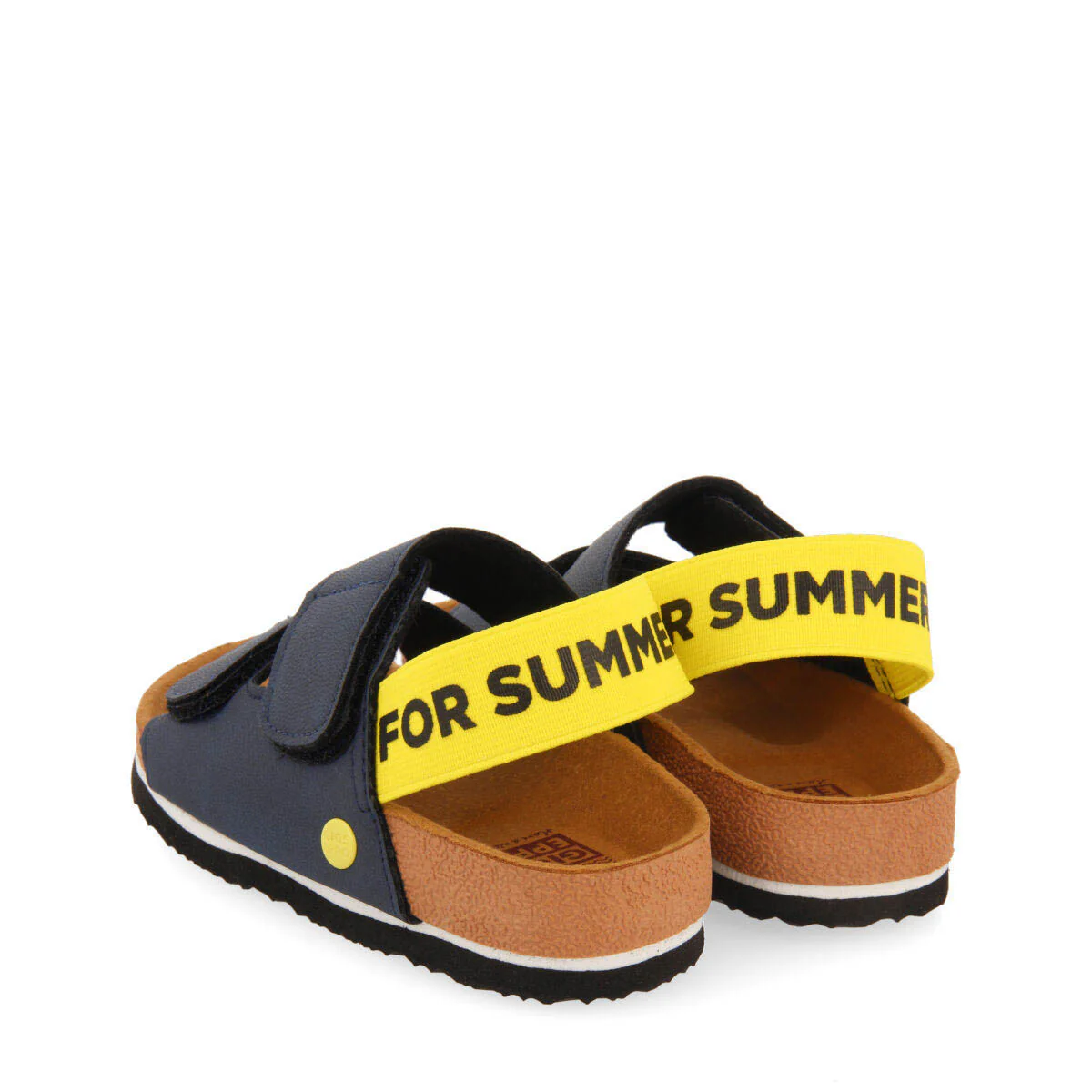 Courgis boys navy blue footbed sandals with yellow details - Image 4