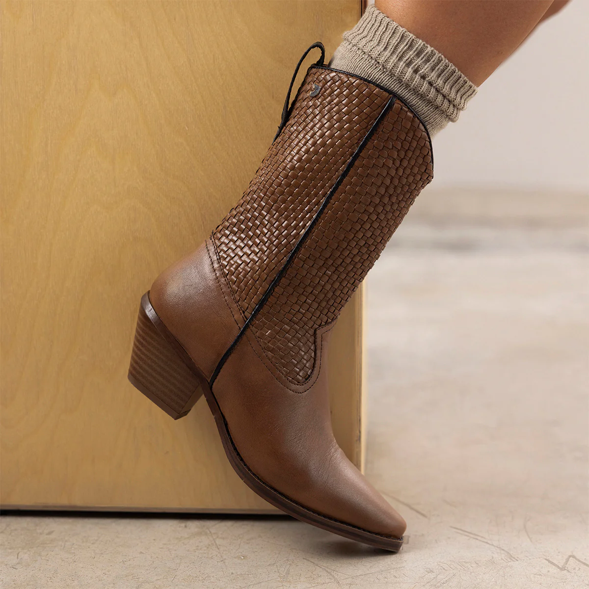 COWBOY BOOTS BRAIDED HEEL LEATHER AMPASS - Image 2