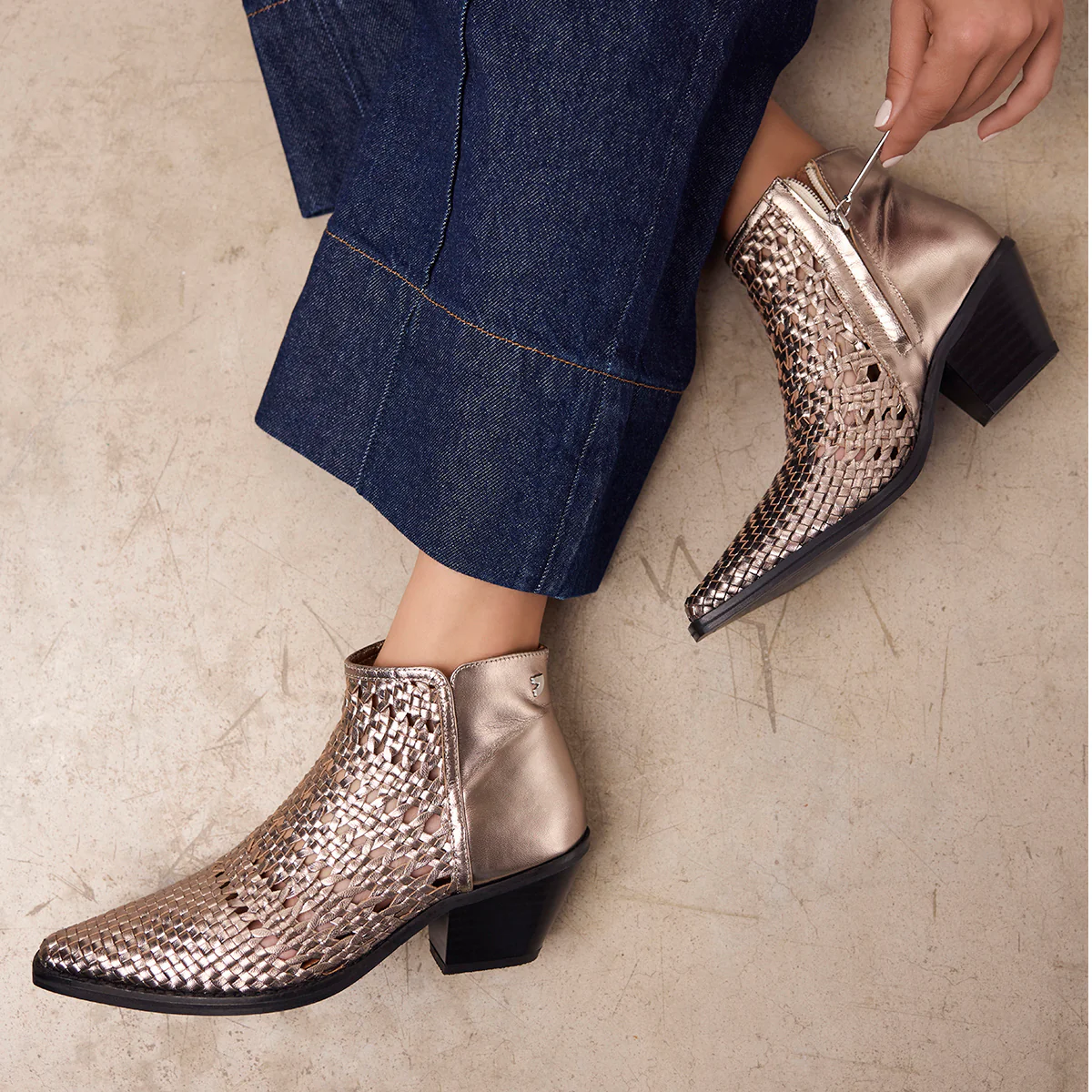 COWBOY BRAIDED HEEL LEATHER BOOTIES CRAWFORD - Image 5