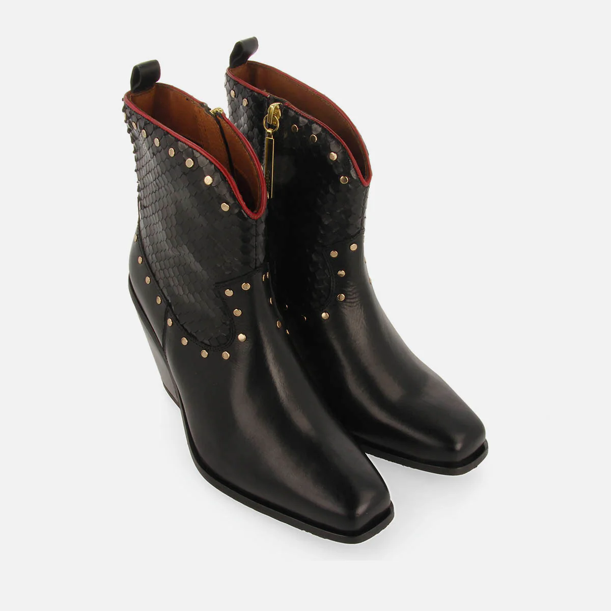 COWBOY LEATHER ANKLE BOOTS HEEL SAGERBY - Image 3