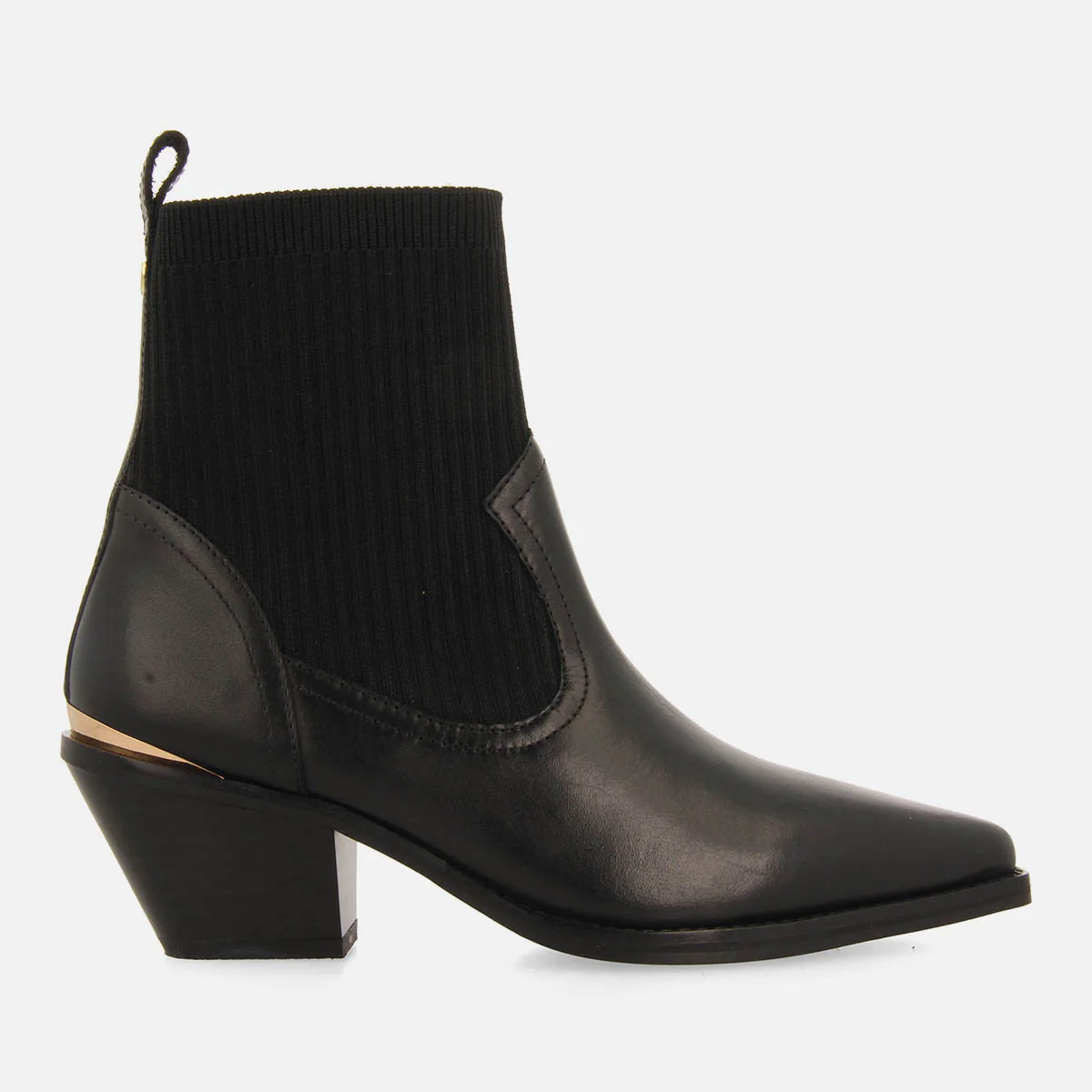 COWBOY SOCK-STYLE ANKLE BOOTS LEATHER HEEL TAPOLCA - Image 2