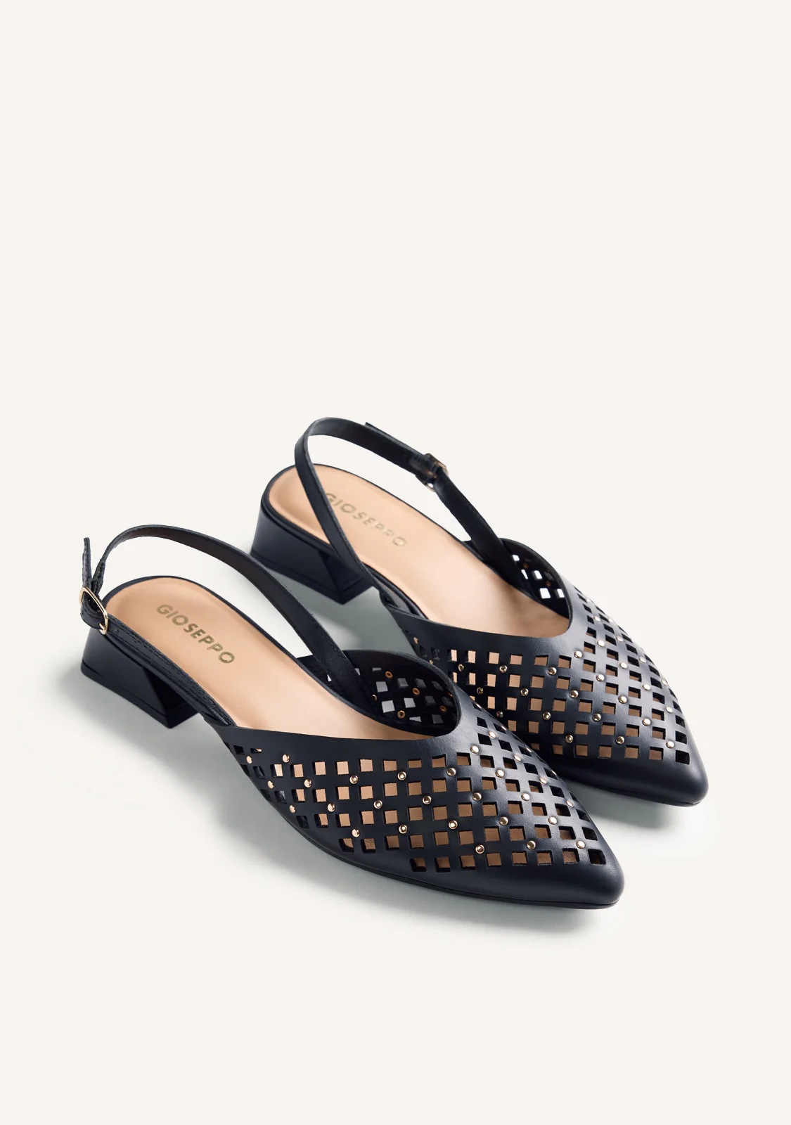 CUT-OUT AND STUDDED LEATHER HEELED SHOES LAGOS - Image 2