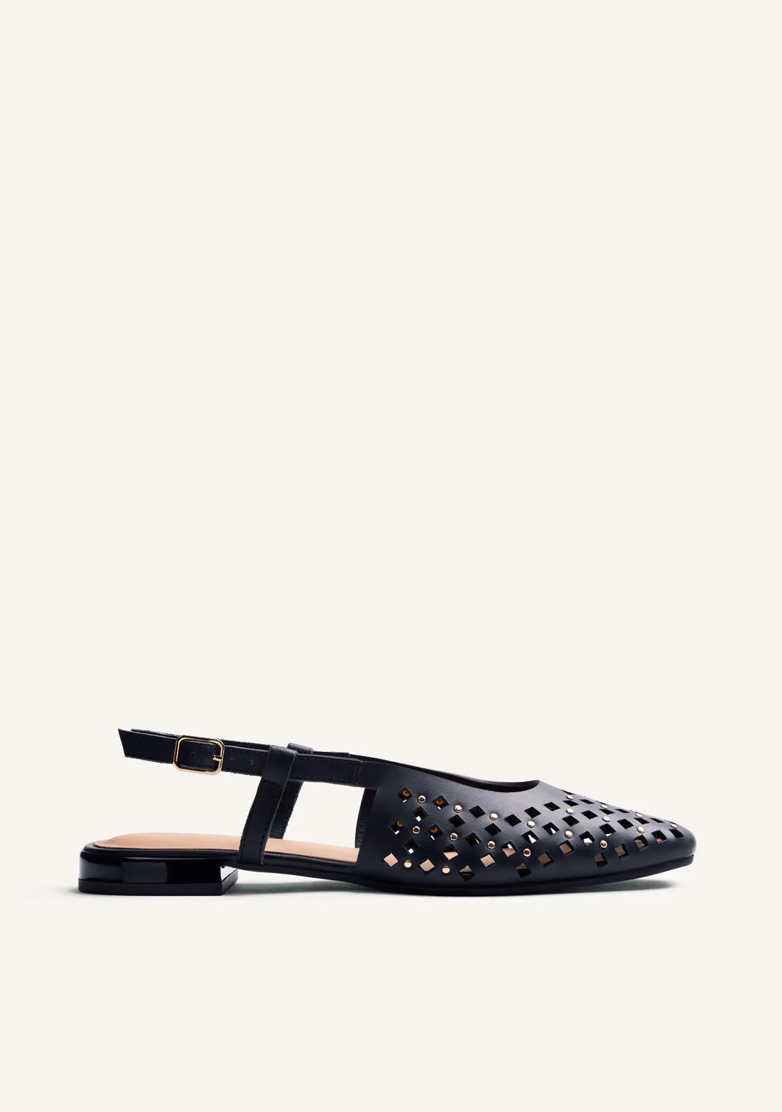 CUT-OUT LEATHER SLINGBACK BALLET FLATS KYAKA