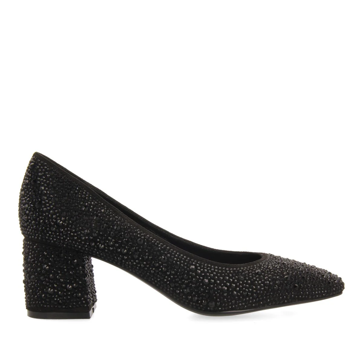 Darnick women's black court shoes with crystals