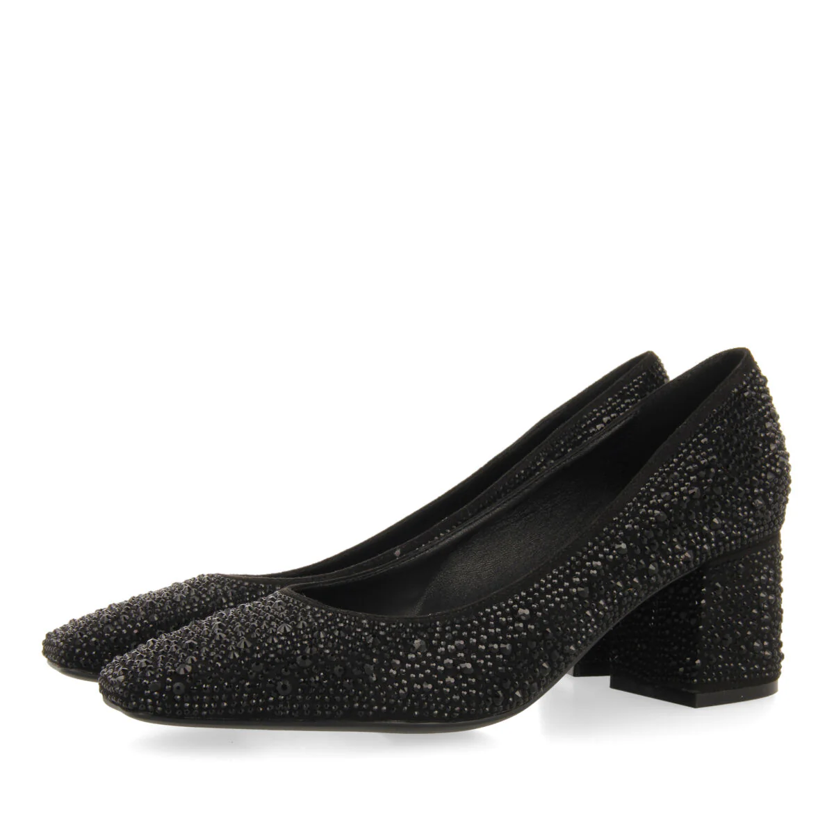 Darnick women's black court shoes with crystals - Image 3