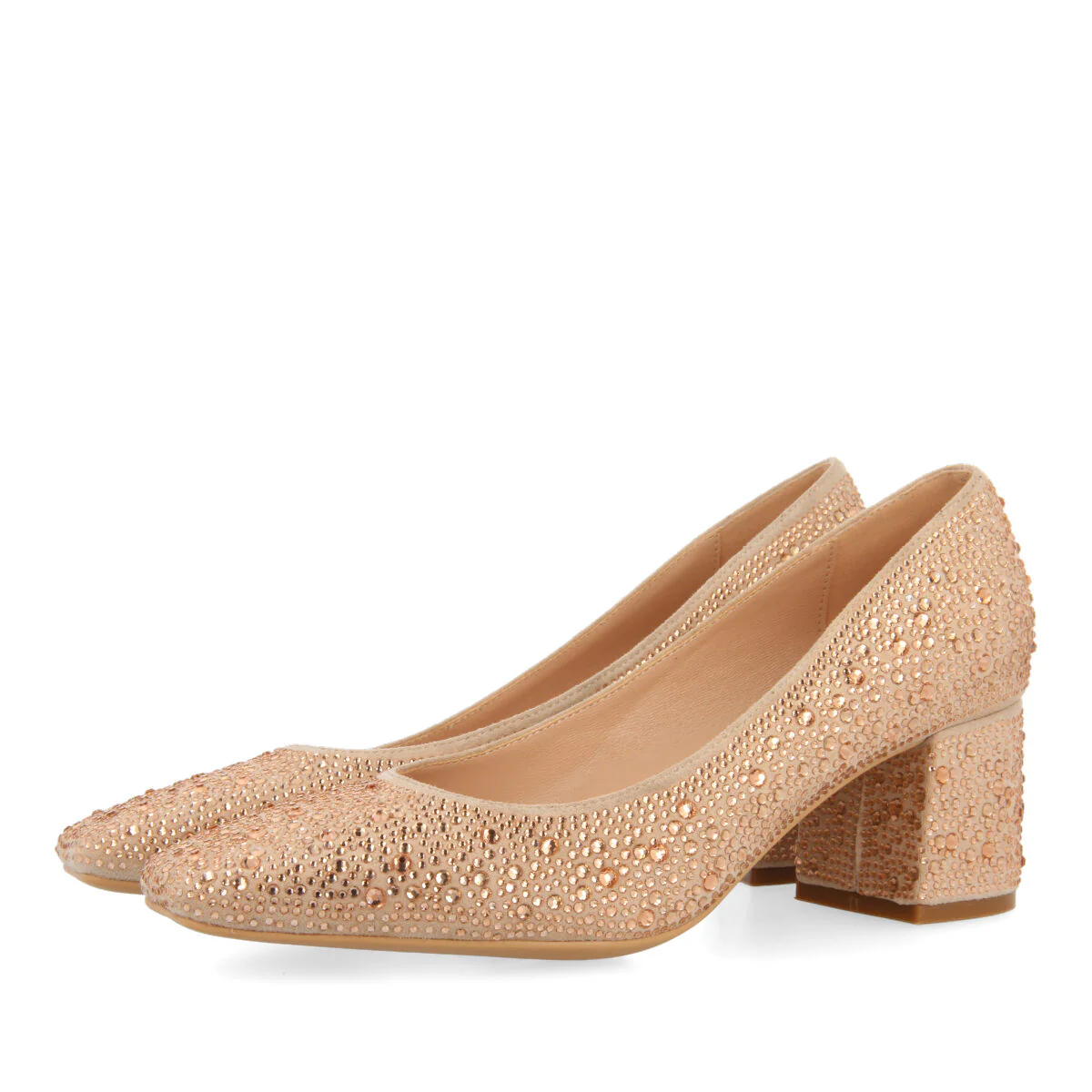 Darnick women's rose gold court shoes with crystals - Image 2