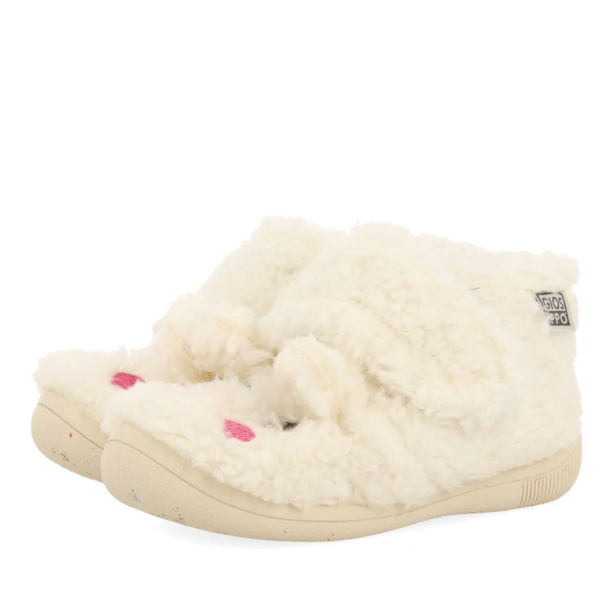 Dietach babies' white slippers with an embroidered face - Image 2