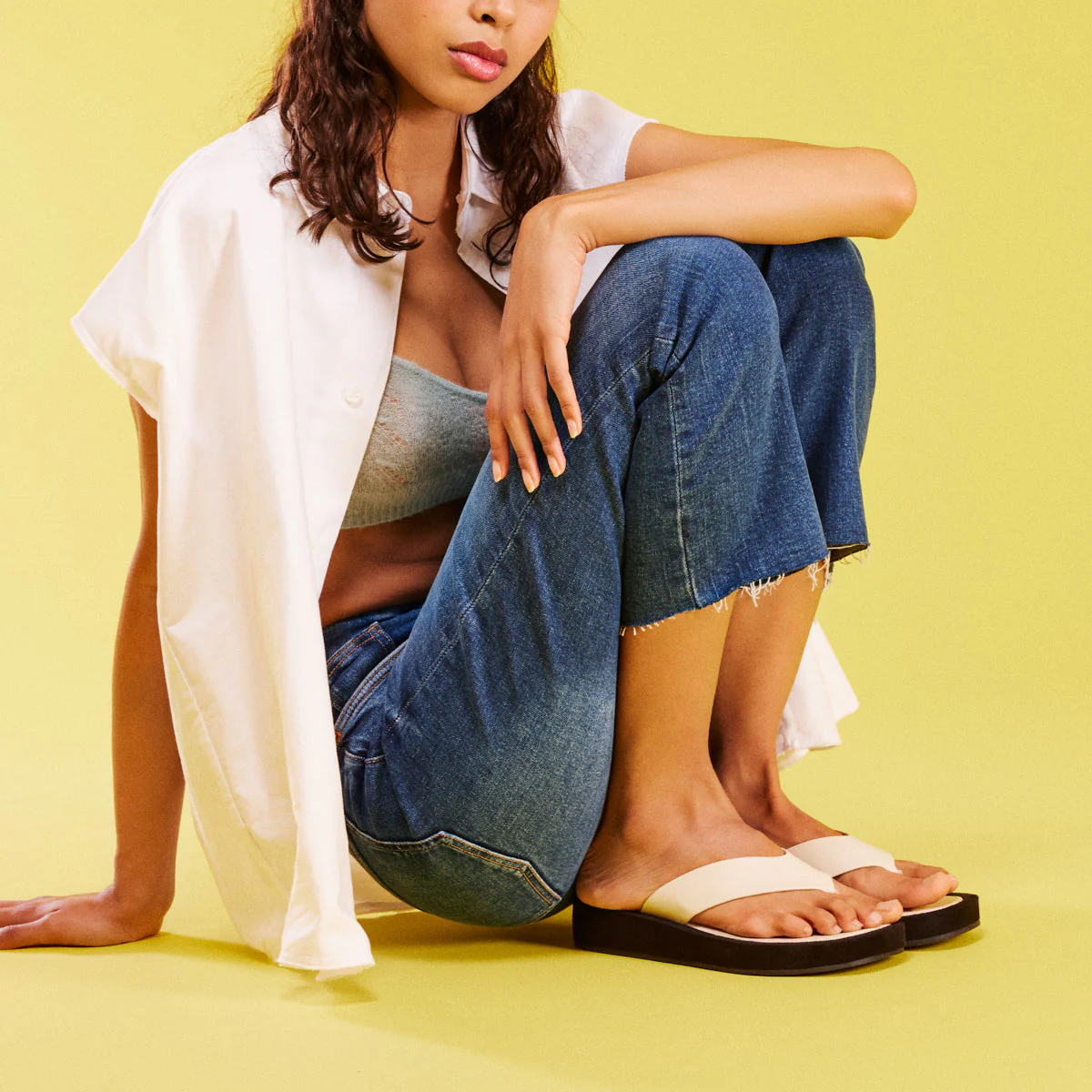 Domats women's sandals with thick soles and an off-white strap - Image 2