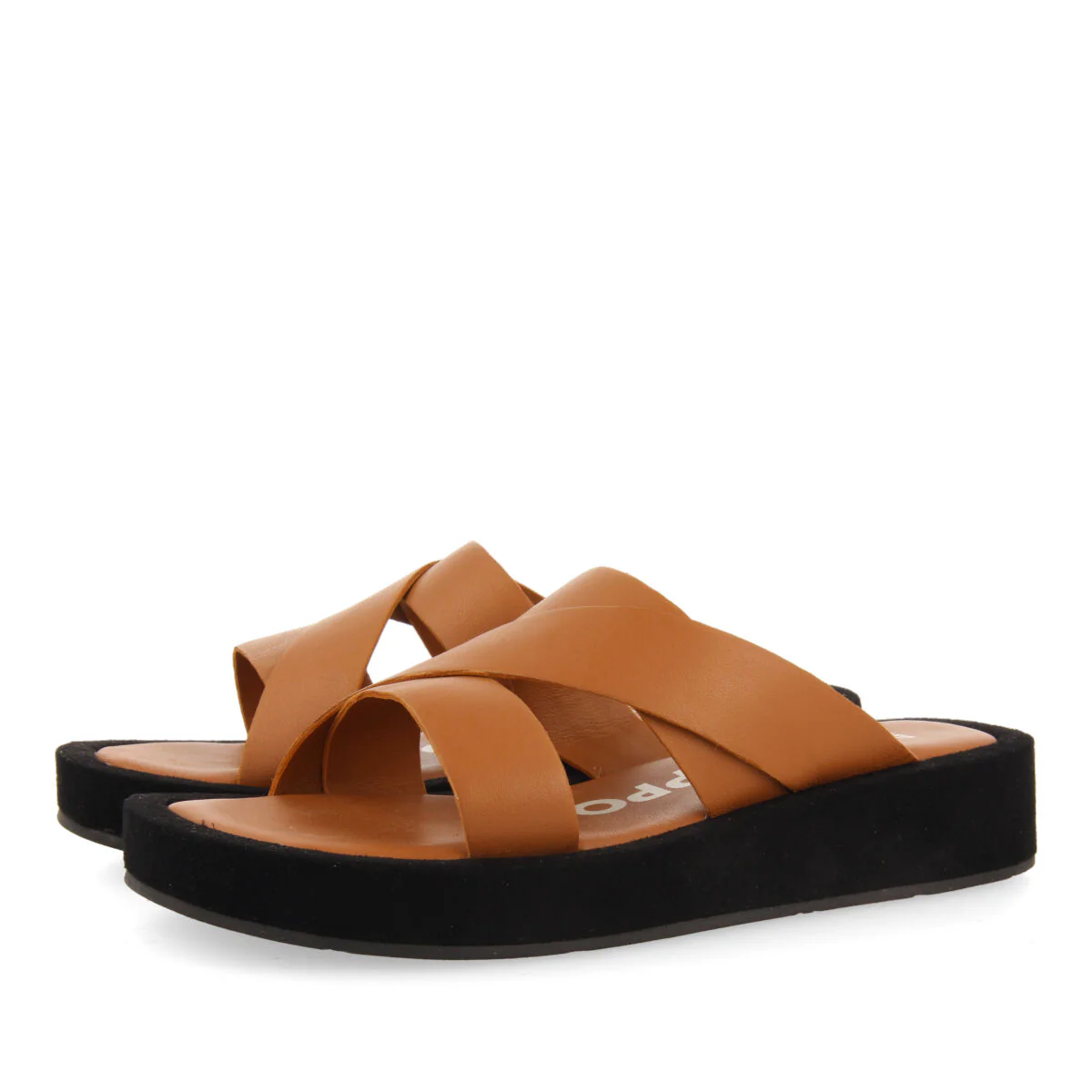 Domats women's sandals with thick soles and tan straps - Image 2