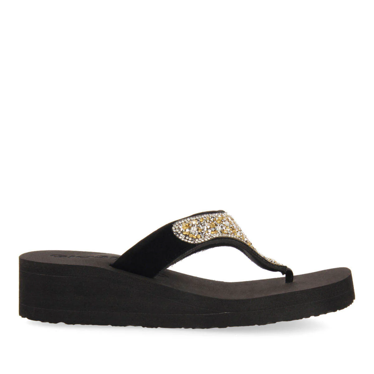 Dontreix women's black wedges with decorative multicoloured stones
