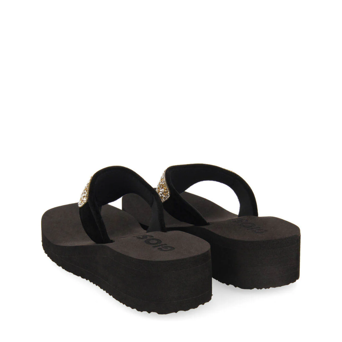 Dontreix women's black wedges with decorative multicoloured stones - Image 4