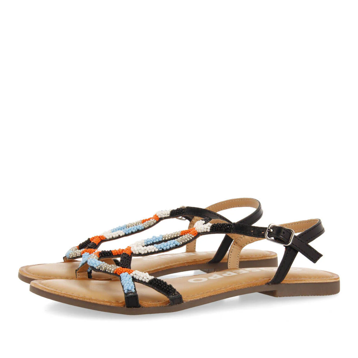 Dracy women's flat sandals with decorative multicoloured beads - Image 2