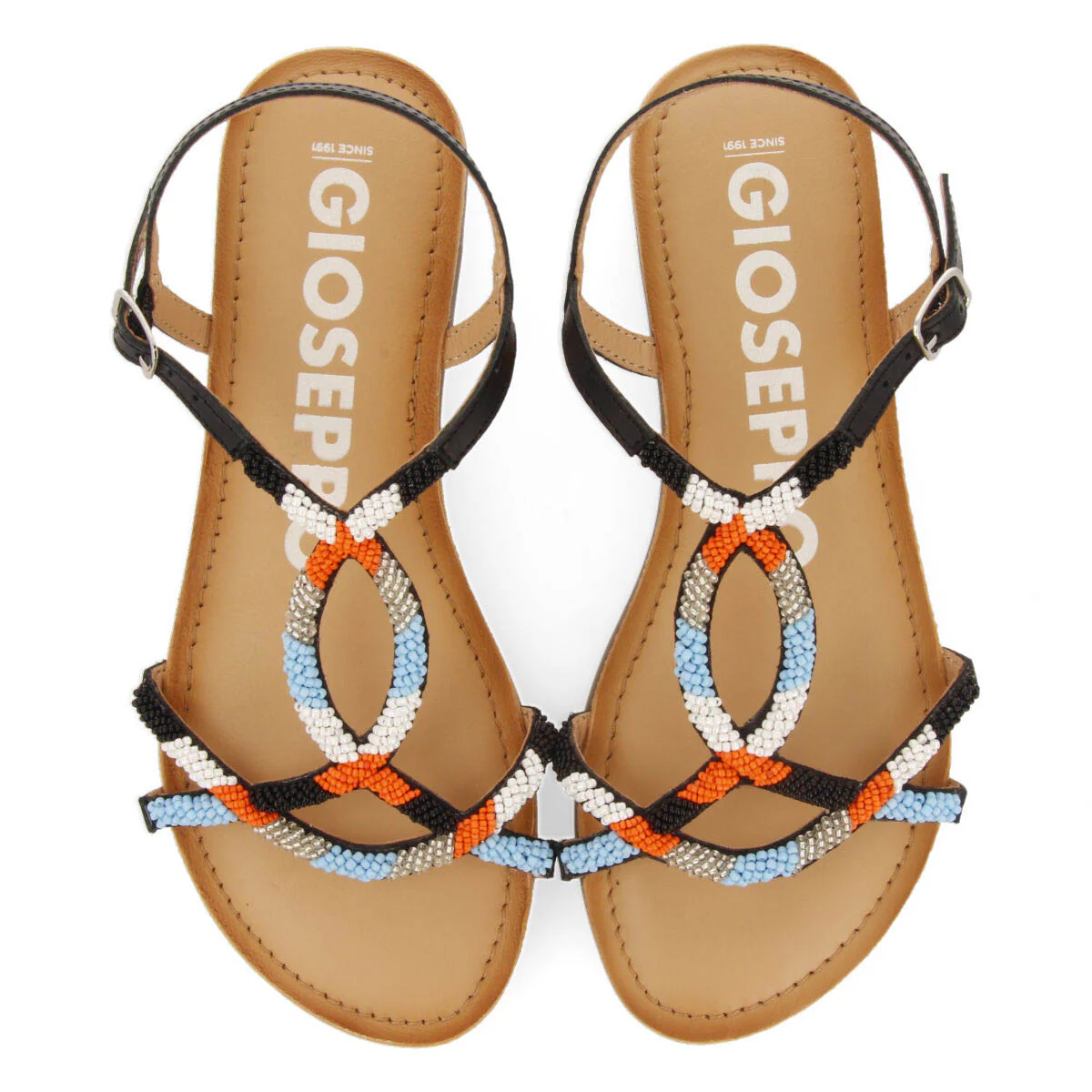 Dracy women's flat sandals with decorative multicoloured beads - Image 3