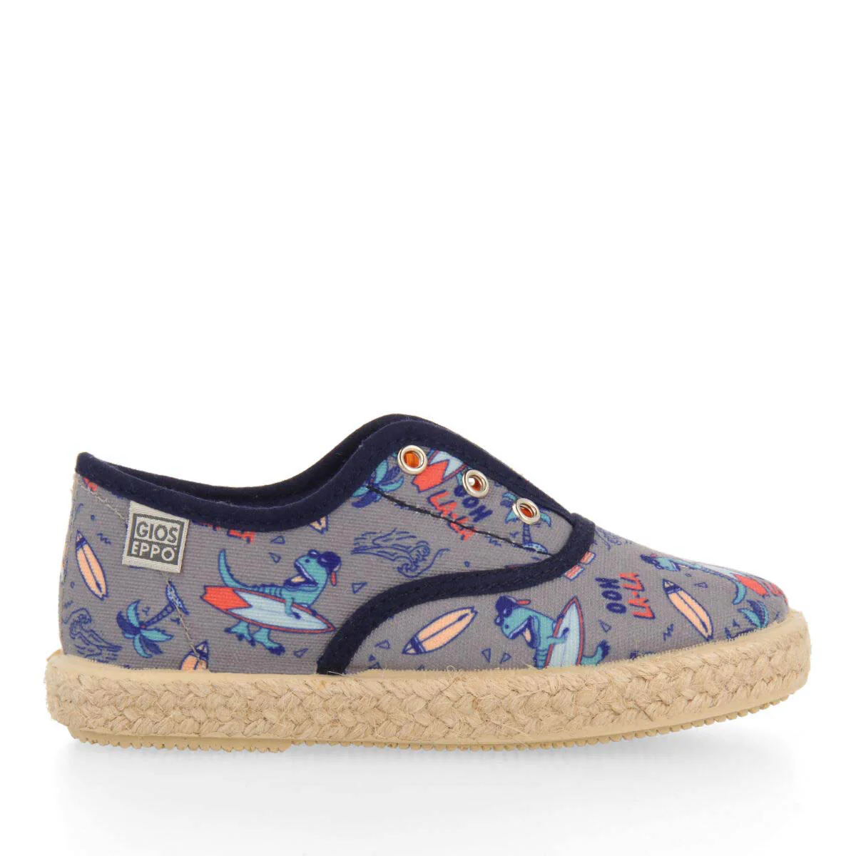 Draveil babies grey espadrilles with a colourfulrint