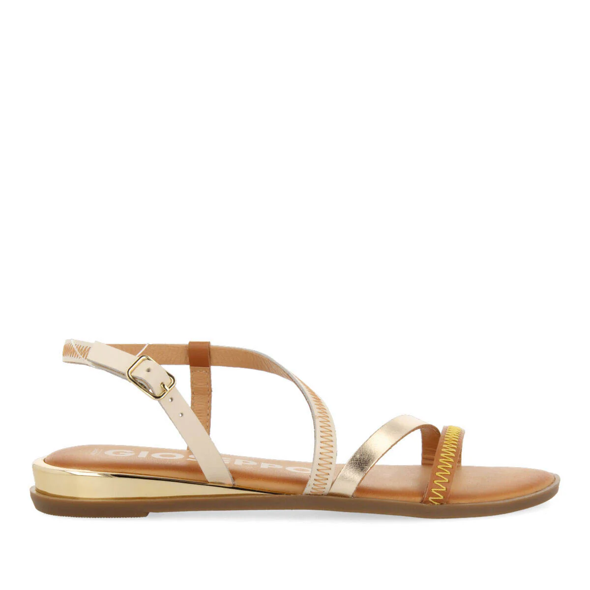 Duesme women's off-white leather sandals with straps