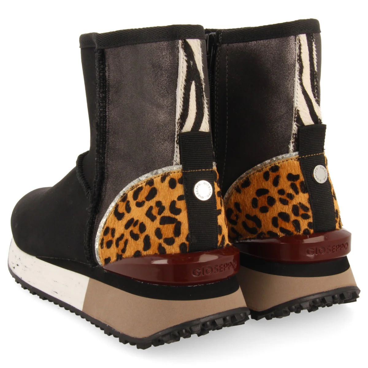 Dunoon women's black shearling boot-style sneakers with details - Image 4