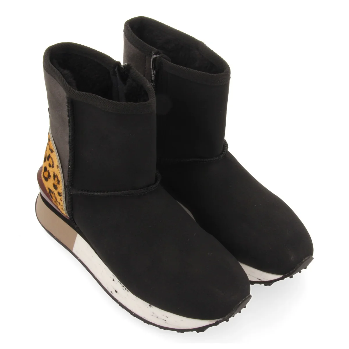 Dunoon women's black shearling boot-style sneakers with details - Image 5