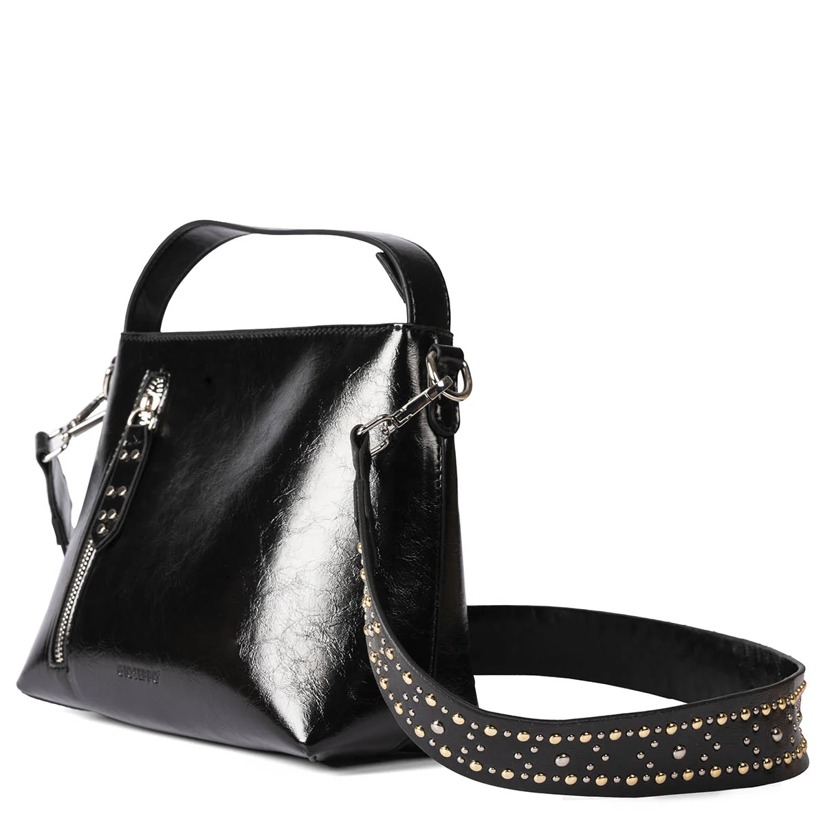 Eberau black shopper bag with studded strap - Image 3