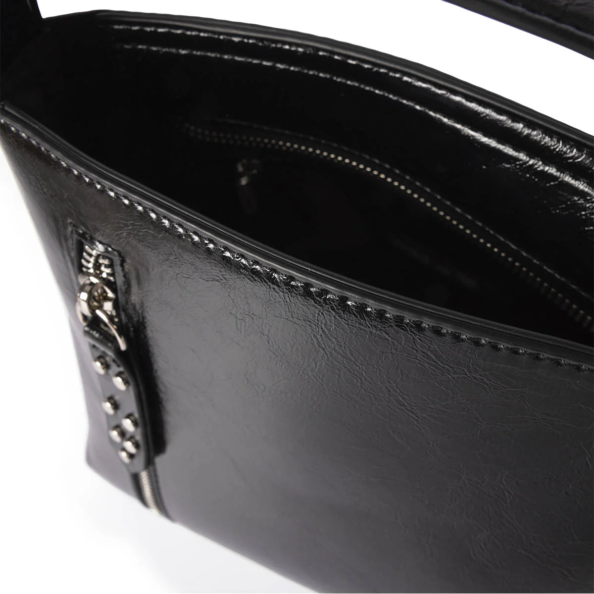 Eberau black shopper bag with studded strap - Image 4