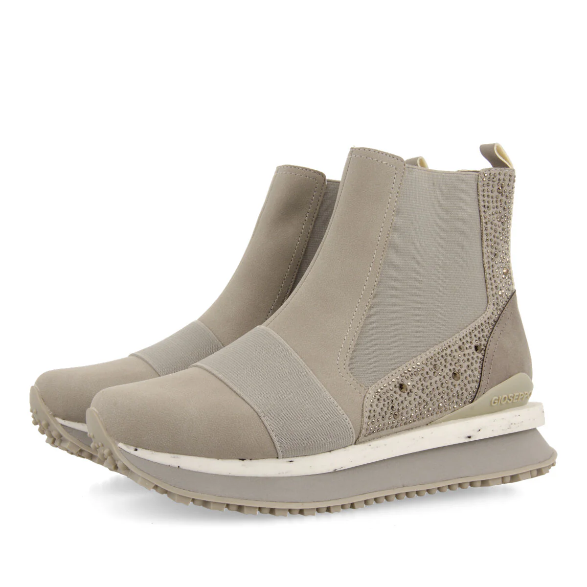 Eggedal women's grey chelsea boot-style sneakers with crystals - Image 2