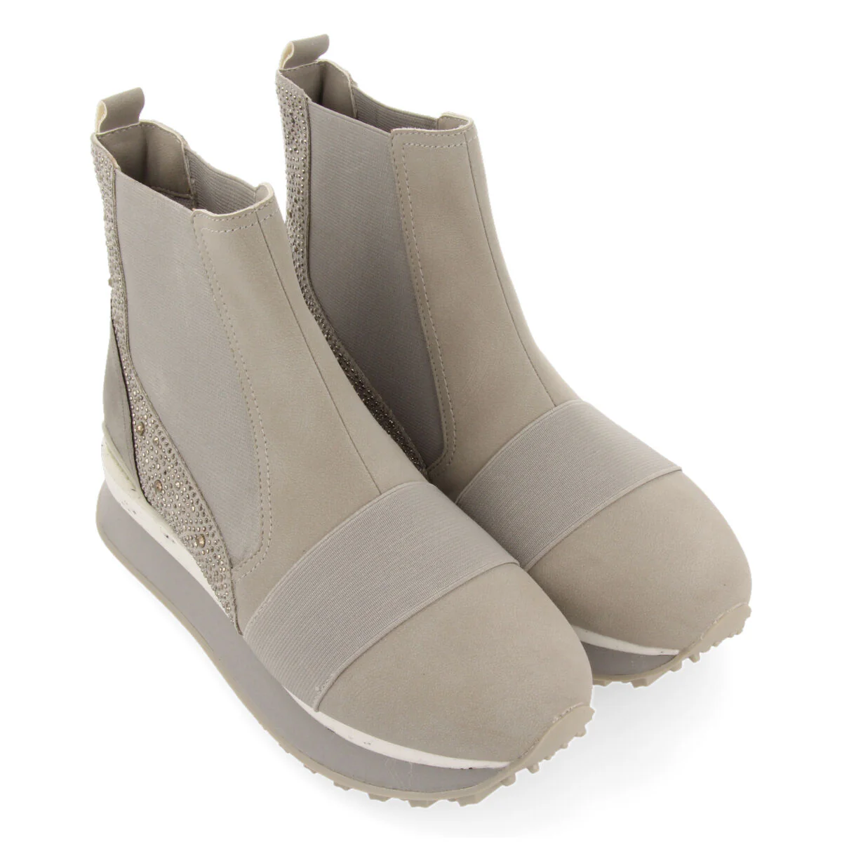 Eggedal women's grey chelsea boot-style sneakers with crystals - Image 3