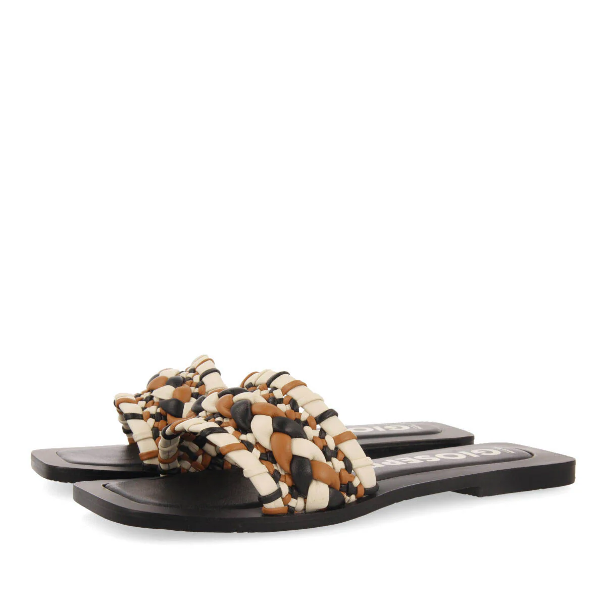 Egleny women's flat slide sandals with multicoloured braiding - Image 2