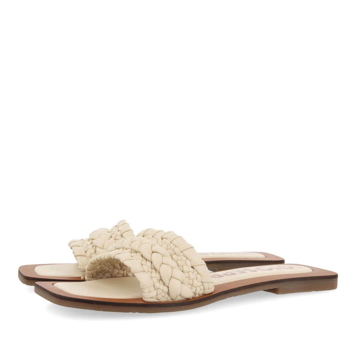 Egleny women's flat slide sandals with off-white braiding - Image 2