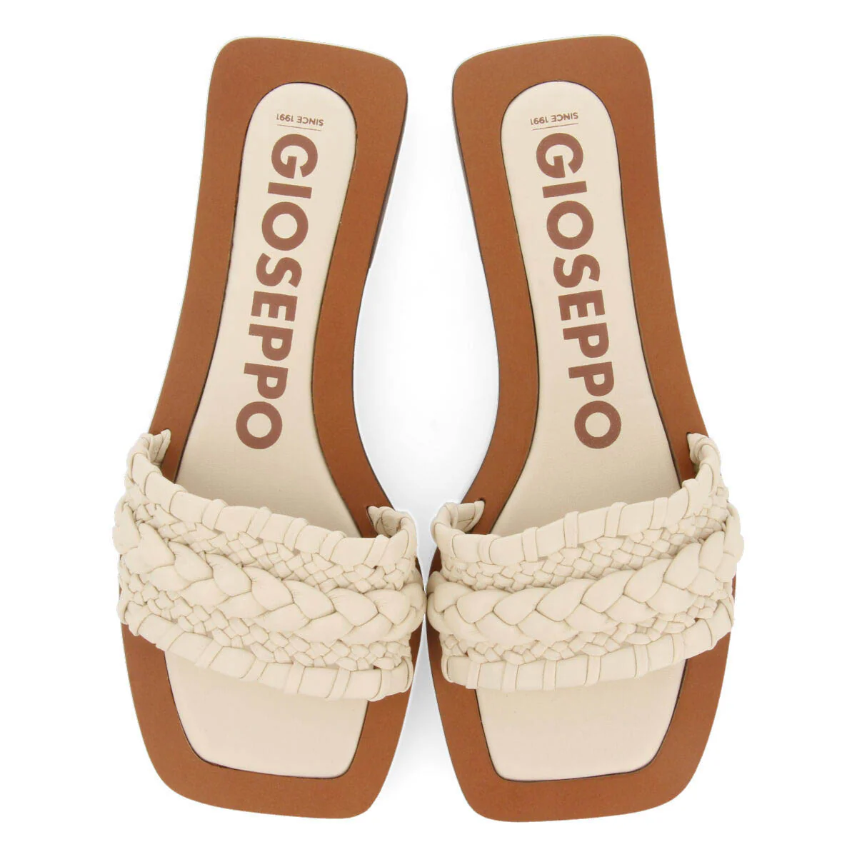 Egleny women's flat slide sandals with off-white braiding - Image 3