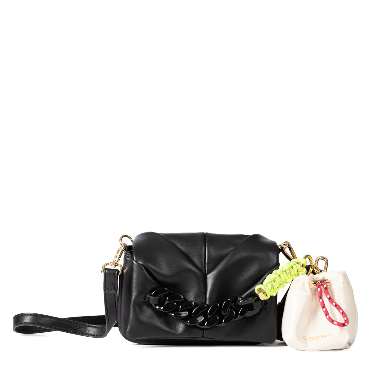 Elmen black quilted bag with adjustable strap