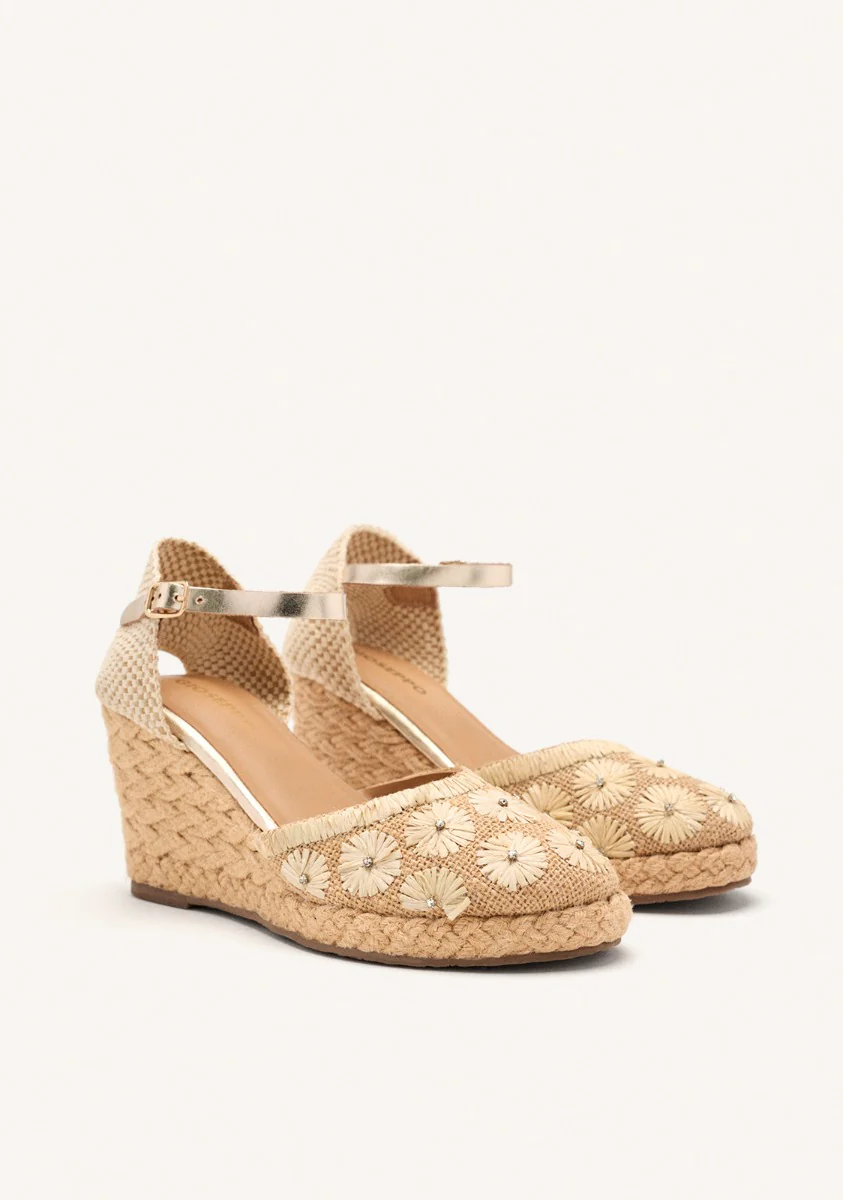 EMBROIDERED LEATHER ESPADRILLES AND RAFFIA WEDGE BENNETT - Image 2