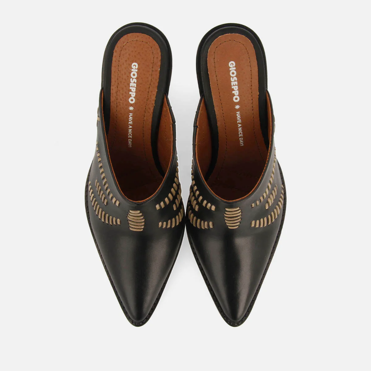 EMBROIDERED LEATHER HEEL MULES MEREDITH - Image 3