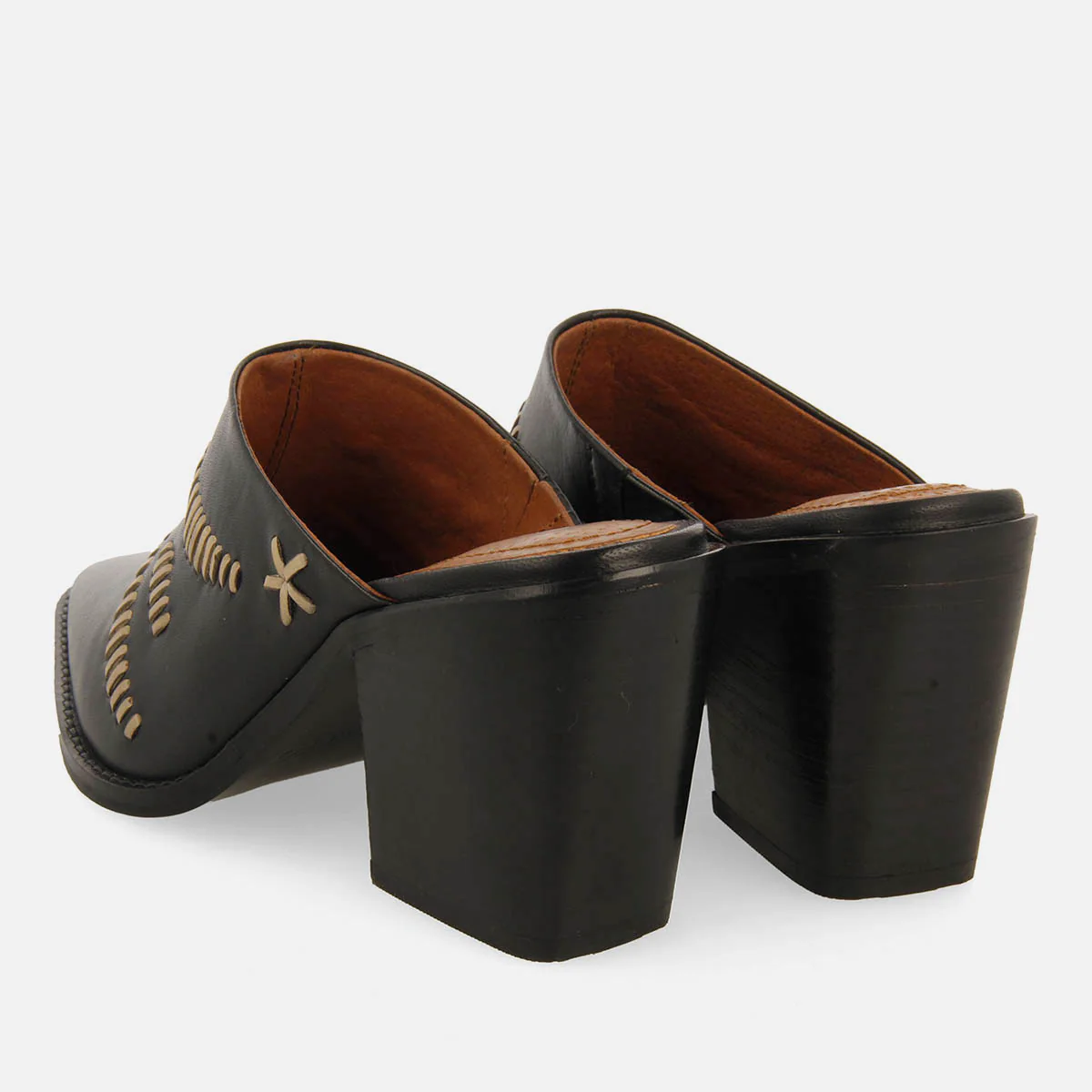 EMBROIDERED LEATHER HEEL MULES MEREDITH - Image 4