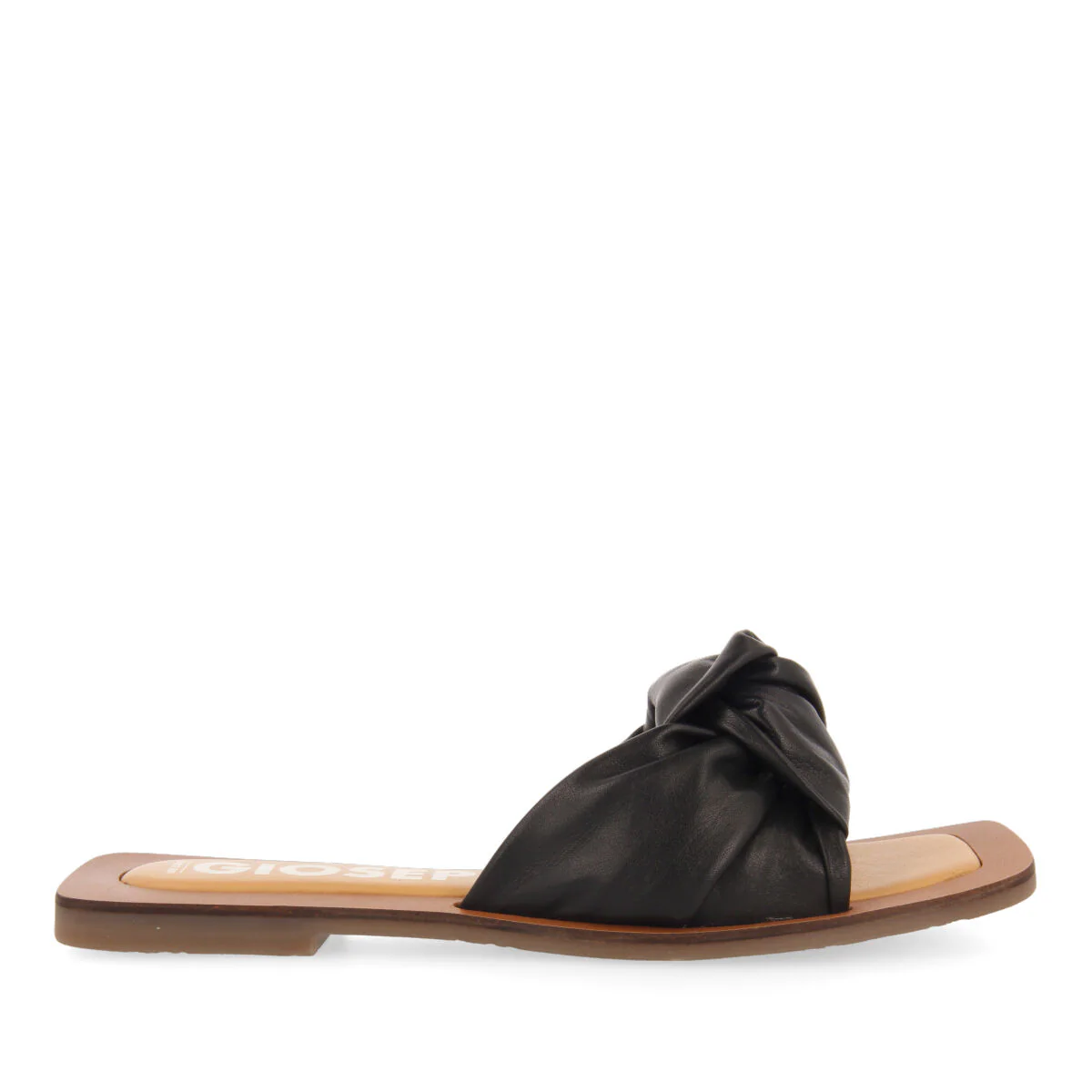 Epone women's black leather sandals with decorative knots - Image 2