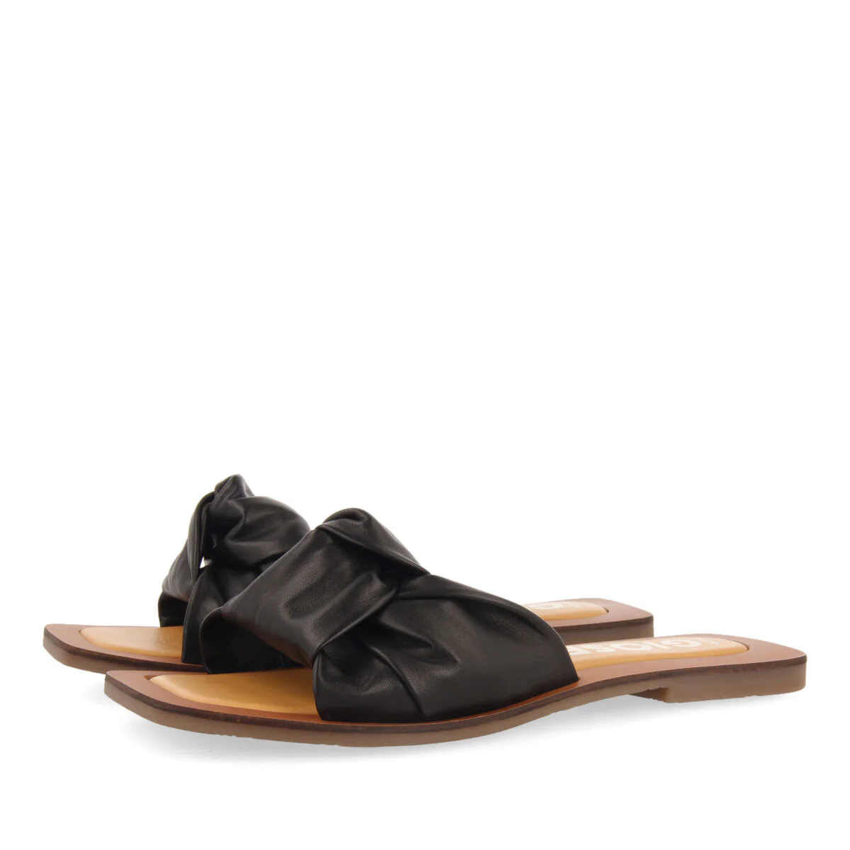 Epone women's black leather sandals with decorative knots - Image 3