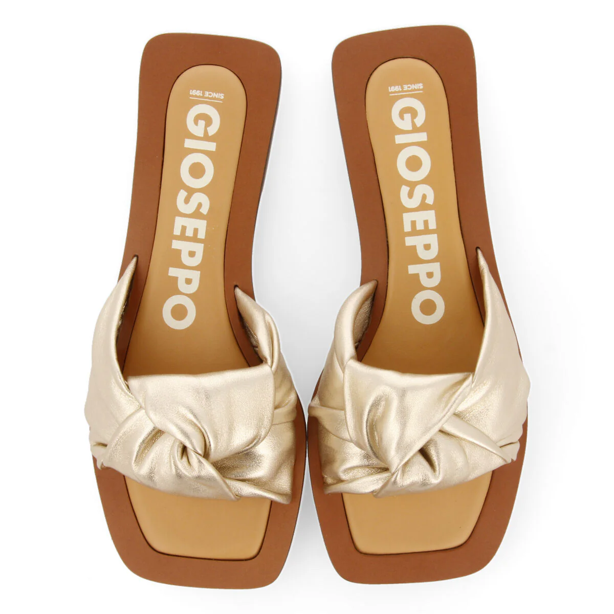 Epone women's gold leather sandals with decorative knots