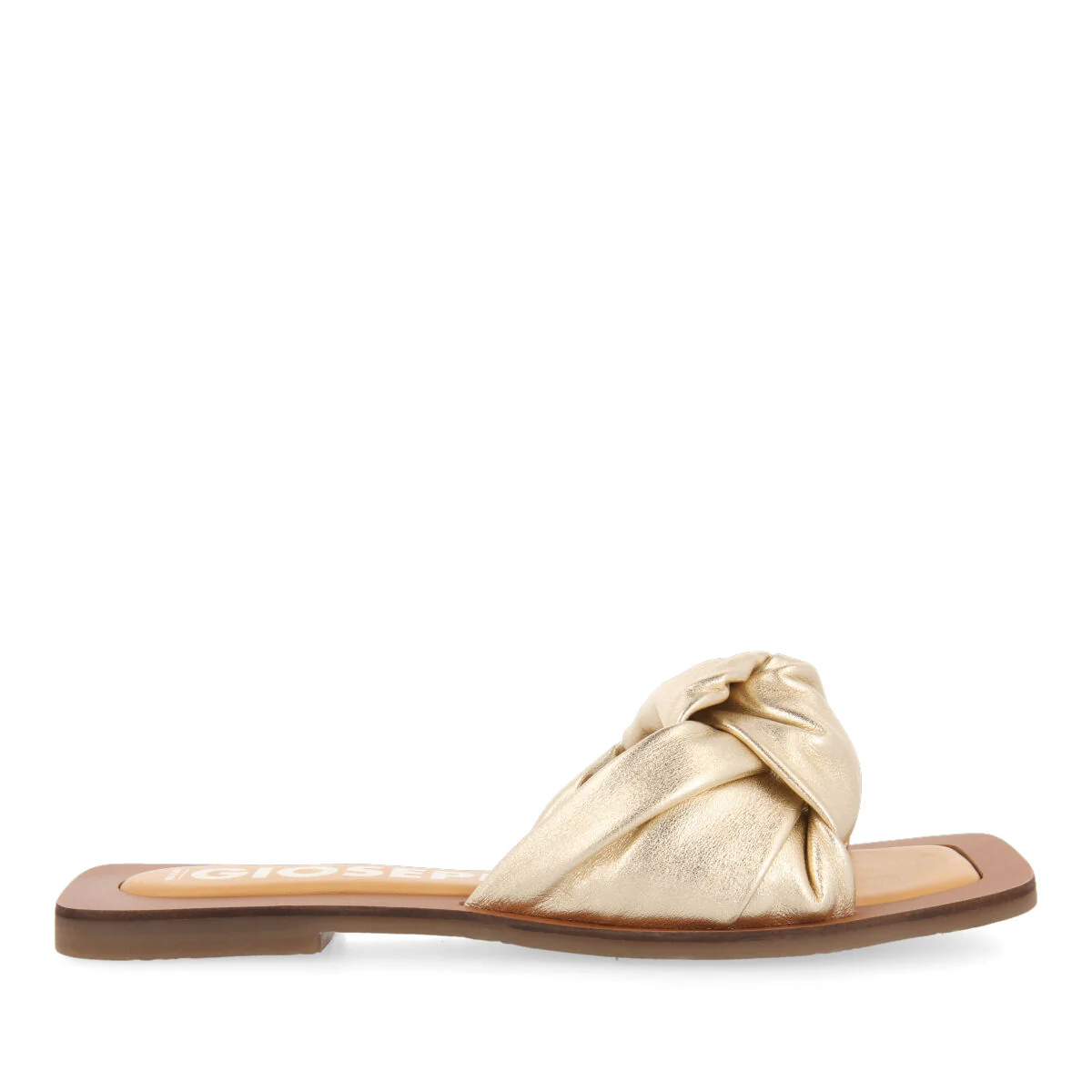 Epone women's gold leather sandals with decorative knots - Image 2