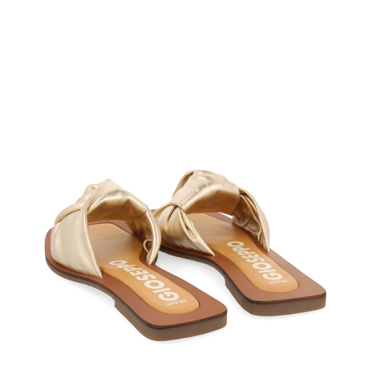 Epone women's gold leather sandals with decorative knots - Image 4