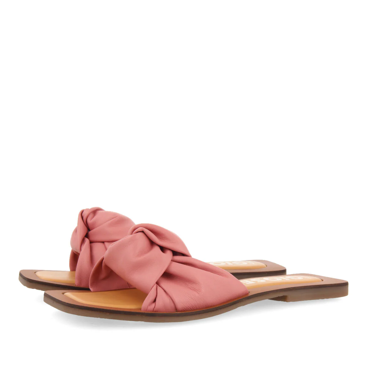 Epone women's pink leather sandals with decorative knots - Image 2