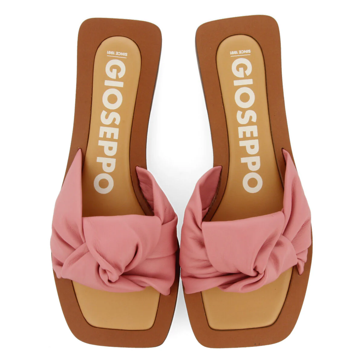 Epone women's pink leather sandals with decorative knots - Image 3