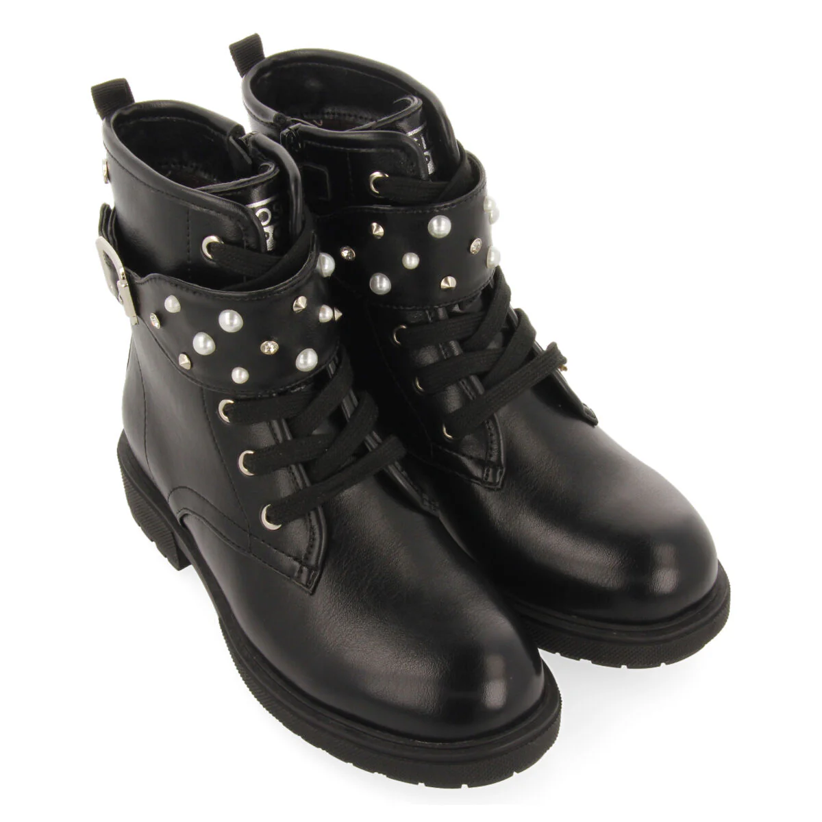 Erskine children's black lace-up ankle boots with decorations - Image 2