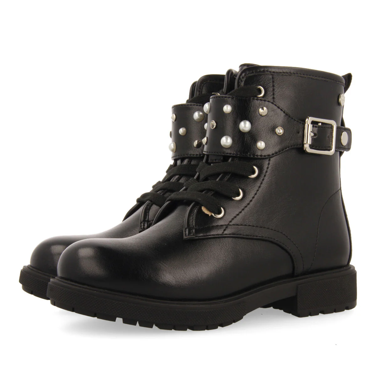Erskine children's black lace-up ankle boots with decorations - Image 4