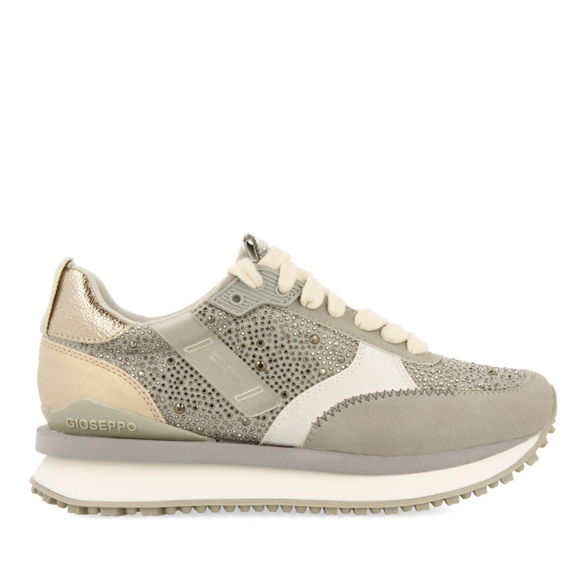 Ethan women's grey monochrome sneakers with crystals
